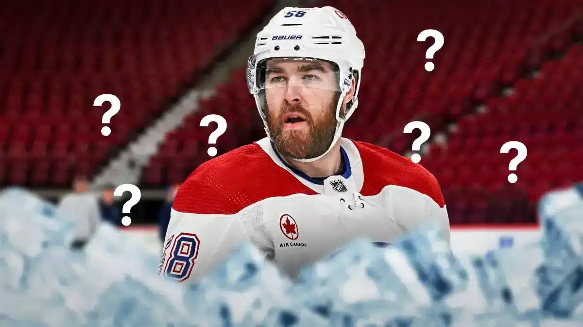 Canadiens player David Savard with question marks swirling.