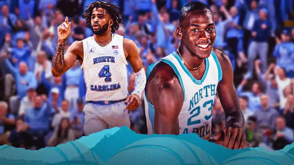 North Carolina basketball players RJ Davis and Michael Jordan