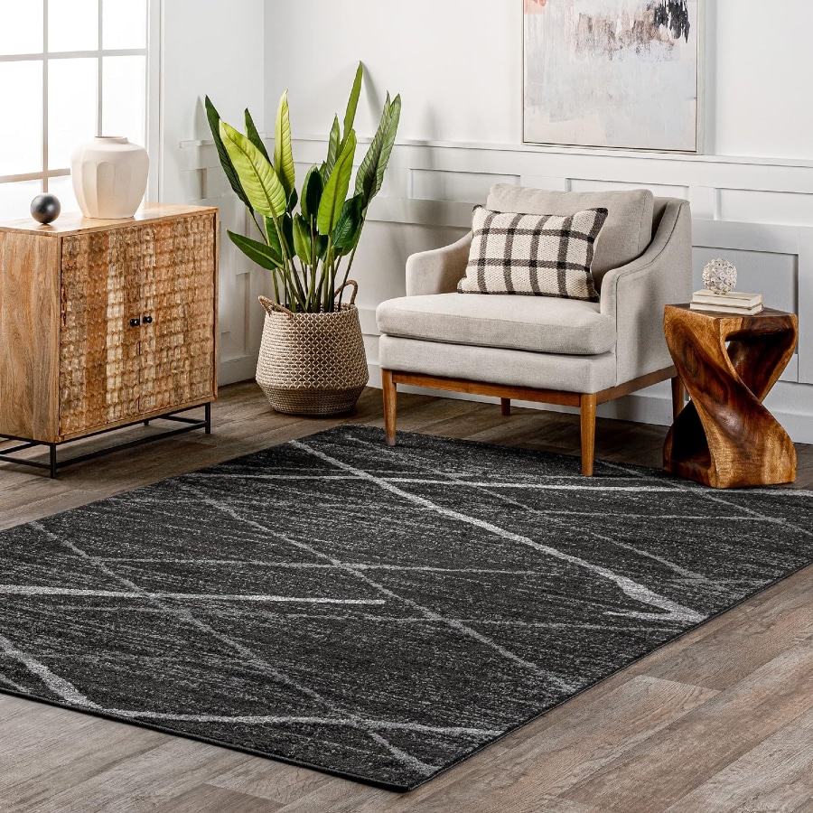 nuLOOM Thigpen Contemporary Area Rug 9'x12' - Dark Grey colored on a white background.