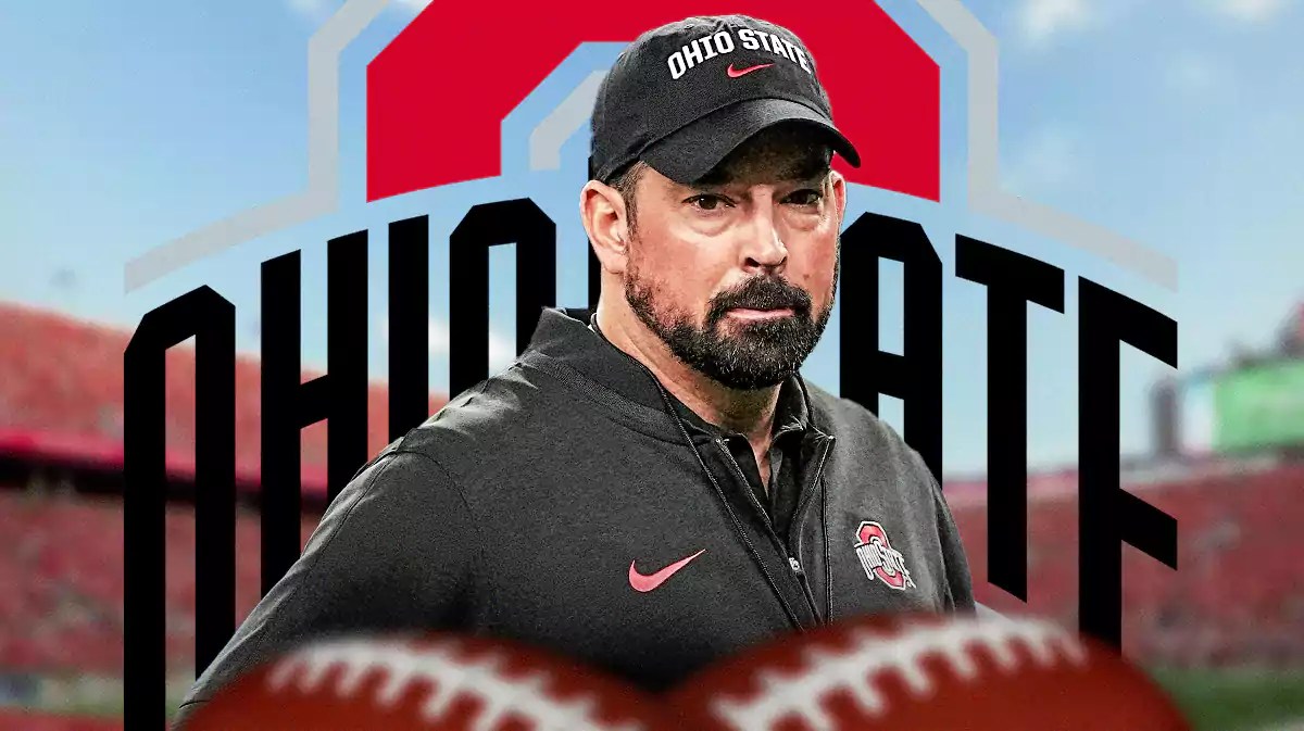Ohio State, Buckeyes, transfer portal, Ryan Day, Julian Sayin, Ryan Day with Ohio State football stadium in the background