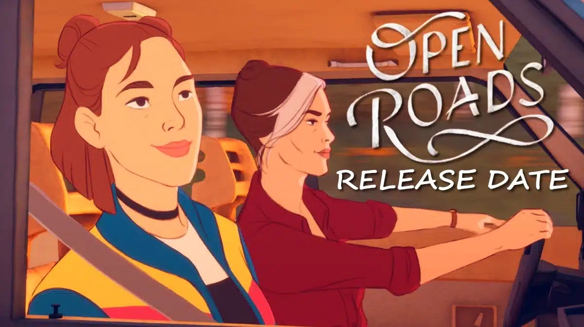 open roads, open roads release date, open roads gameplay, open roads story, open roads trailer, a picture of the game with the open roads logo on the upper right and the words release date under it