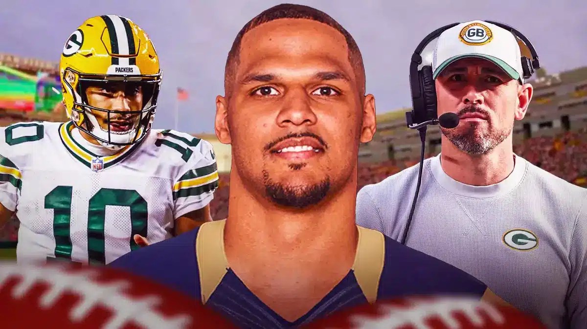 Packers Matt LaFleur and Jordan Love with 49ers Aaron Hill