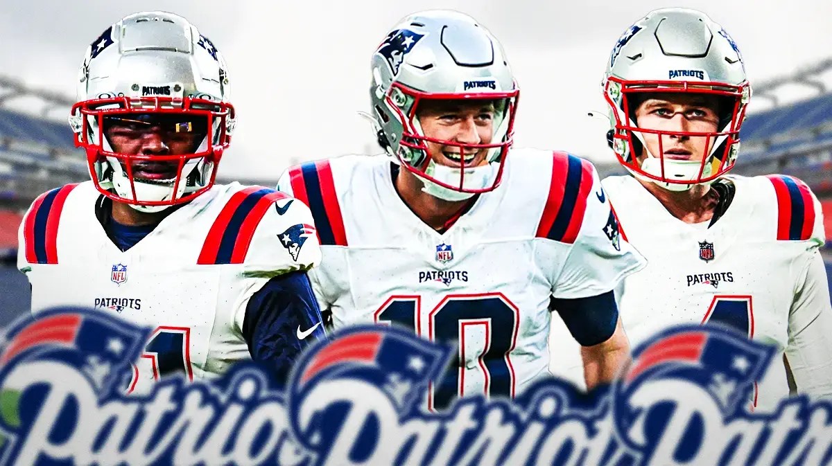 Patriots' Jonathan Jones next to Mac Jones and Bailey Zappe