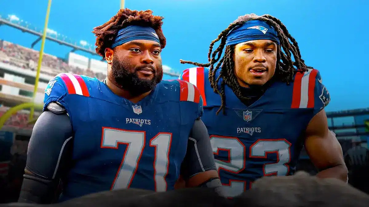 Michael Onwenu next to Kyle Dugger