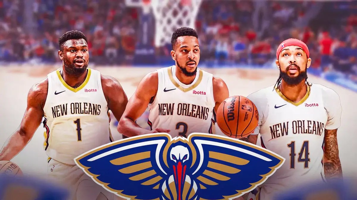 Pelicans Zion Williamson, CJ McCollum and Brandon Ingram at Smoothie King Center