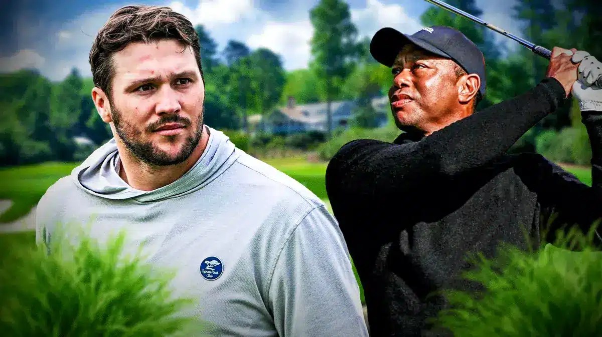 Josh Allen and Tiger Woods at the PGA Tour Genesis Invitational