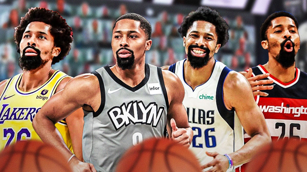 Spencer Dinwiddie playing for the Lakers, Nets, Mavericks and Wizards.