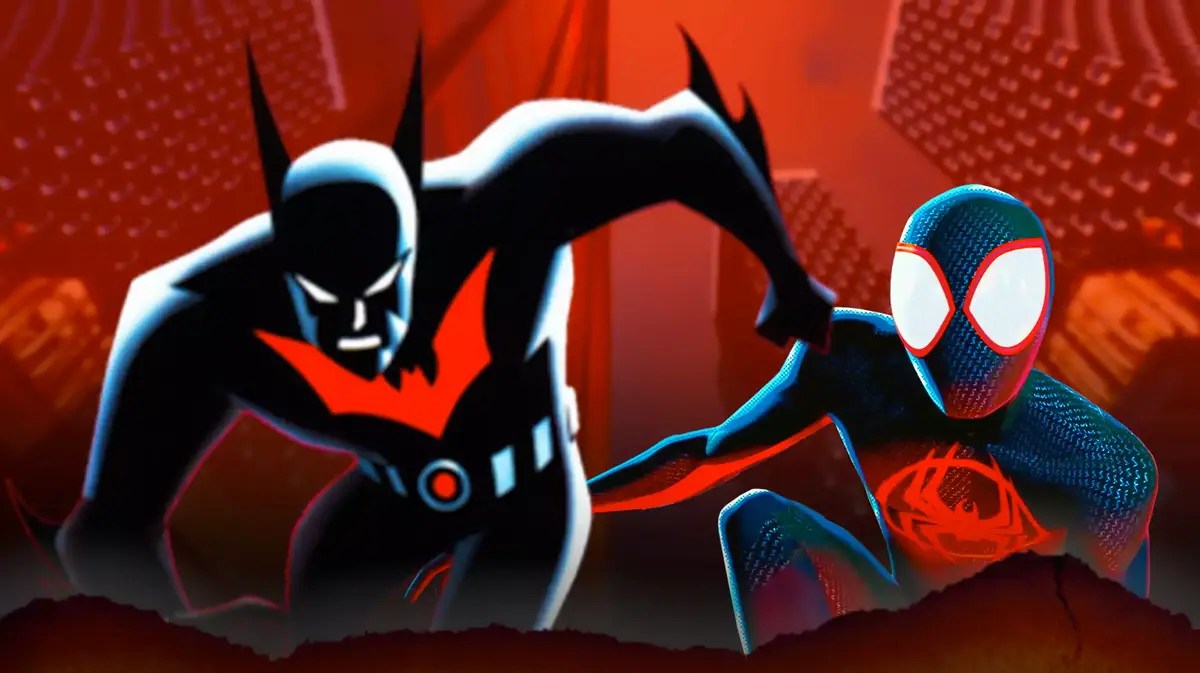 Batman from Batman Beyond next to Spider-Man from Spider-Man: Across the Spider-Verse