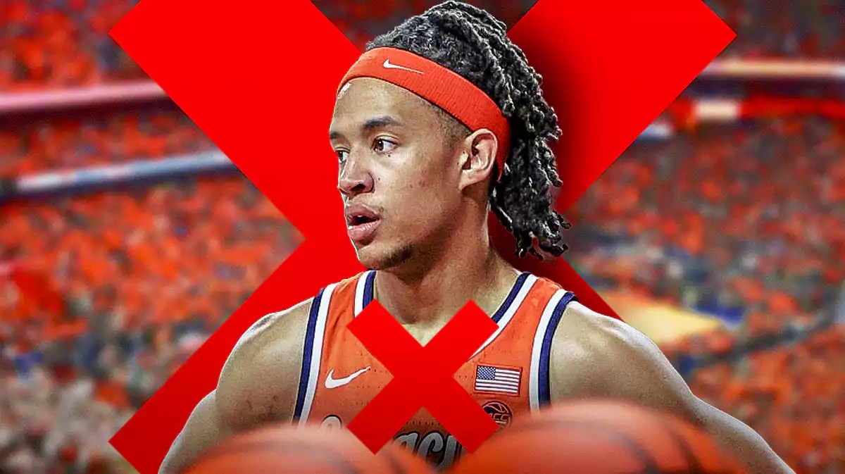 Syracuse basketball forward Benny Williams with an X over him.