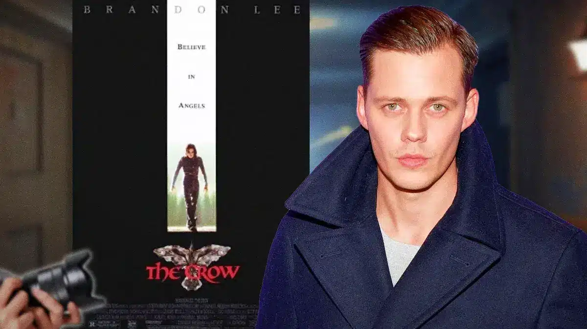 The Crow poster next to Bill Skarsgård.