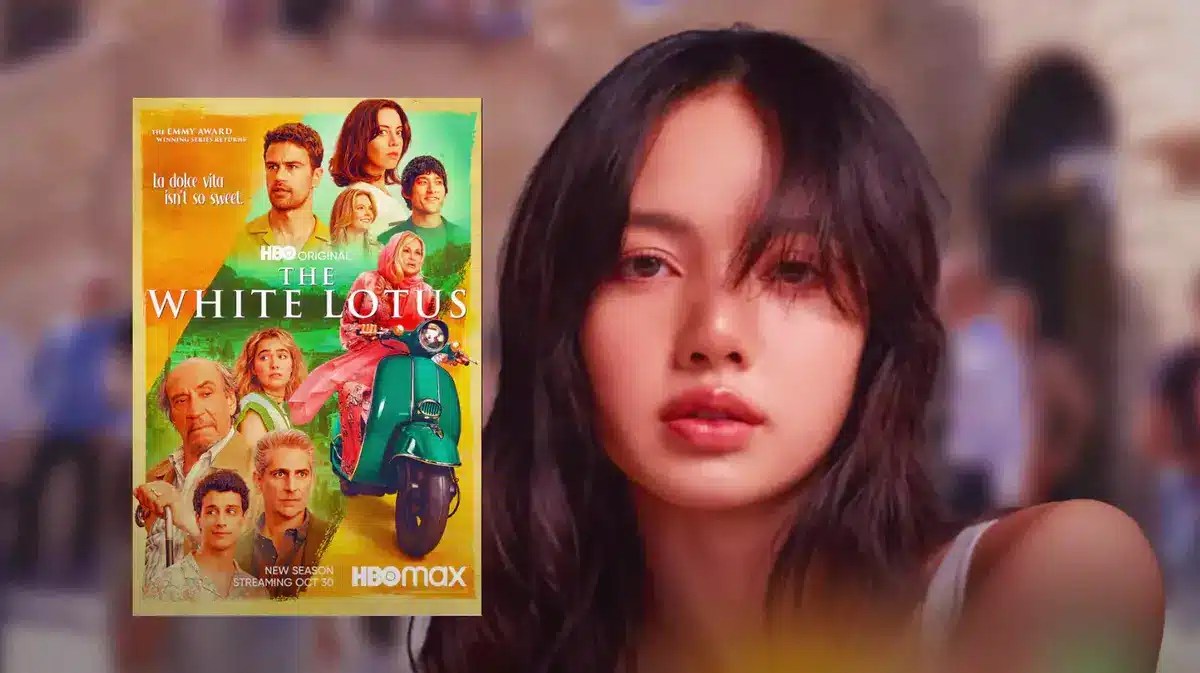 The White Lotus on one side; Lisa Manobal of Blackpink on the other