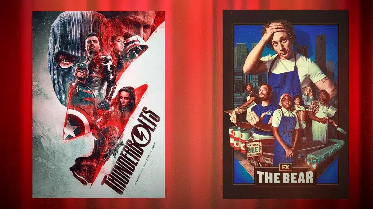 Thunderbolts imagery and The Bear imagery alongside each other