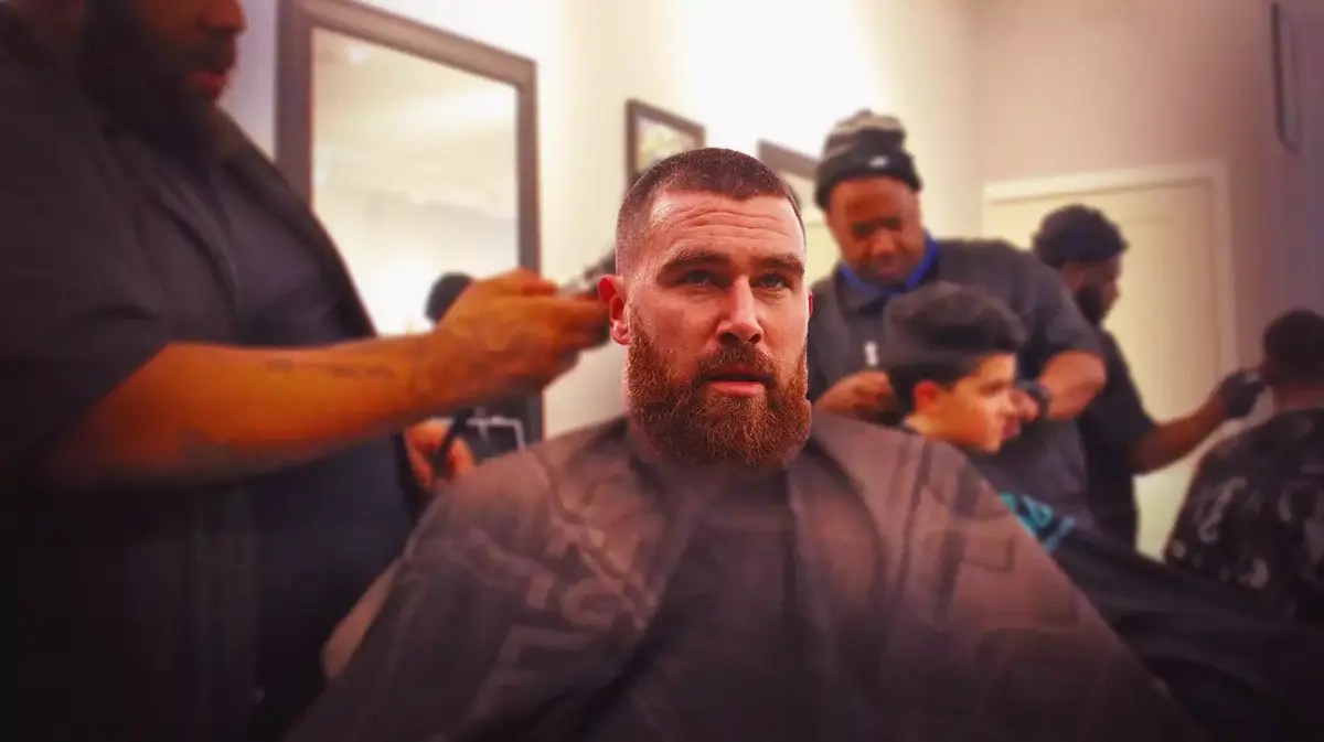 Travis Kelce at a barbershop.