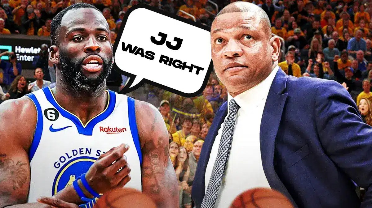 Warriors' Draymond Green, Bucks' Doc Rivers, Green with speech bubble: 'JJ was right'