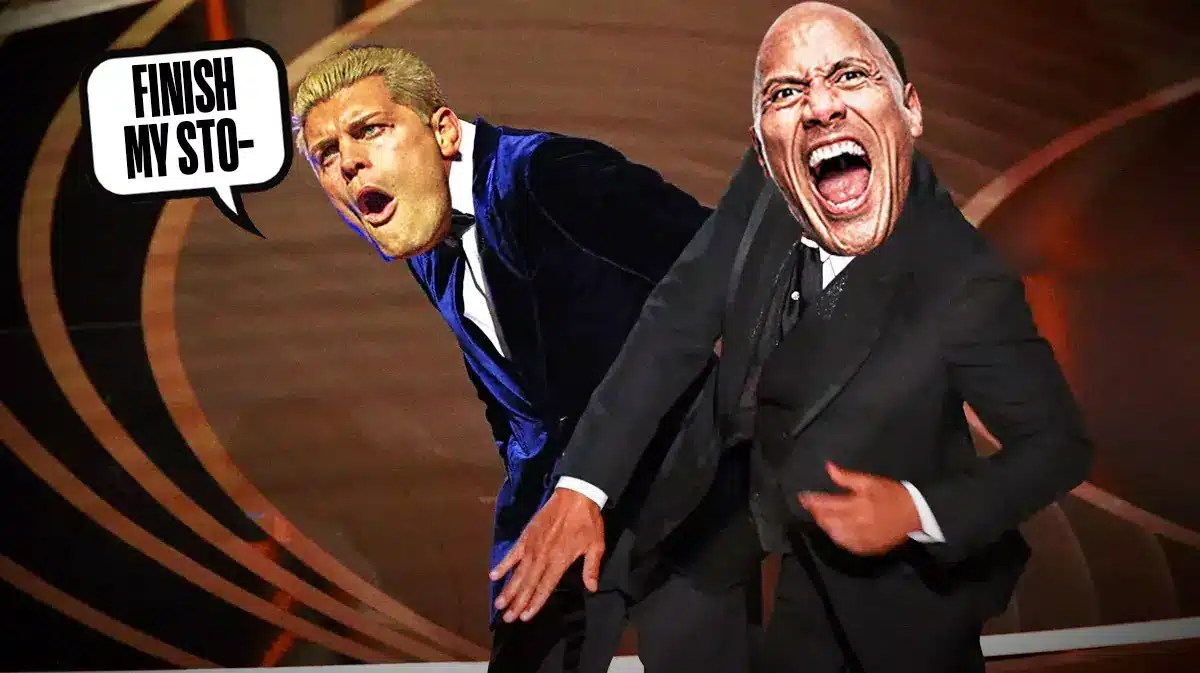 The Rock slapping Cody Rhodes, WWE