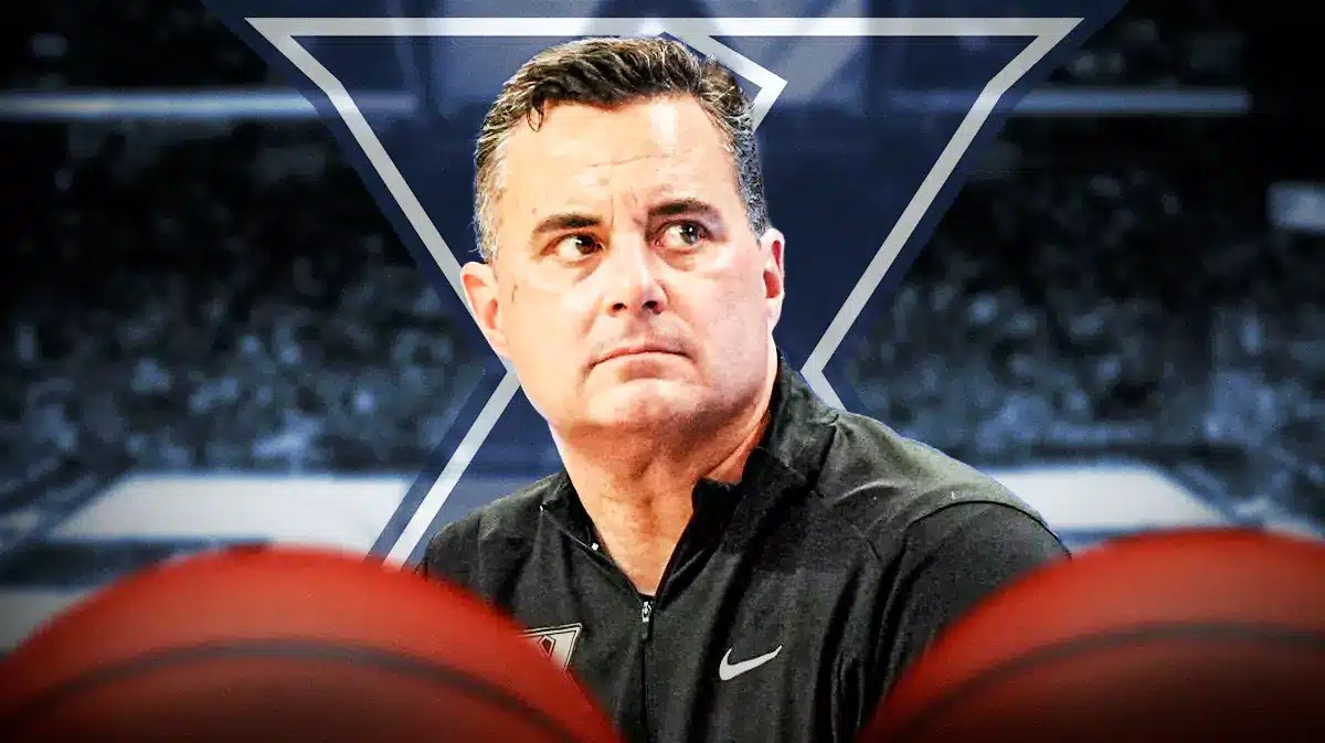 Xavier basketball, Musketeers, Providence basketball, Sean Miller, Sean Miller technical foul, Sean Miller with Xavier basketball arena in the background