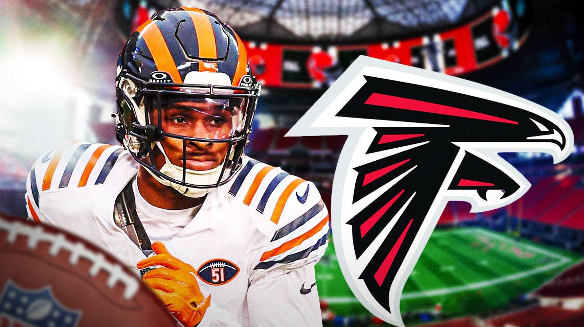 Ex-Bears WR Darnell Mooney next to Falcons logo