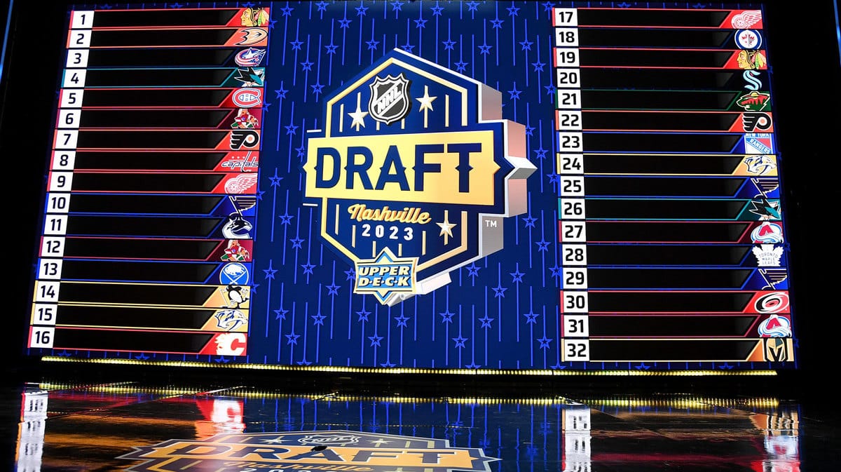 The draft order before the 2023 NHL Draft at Bridgestone Arena.