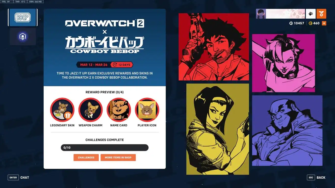 The main event page for the Overwatch 2 x Cowboy Bebop collaboration.