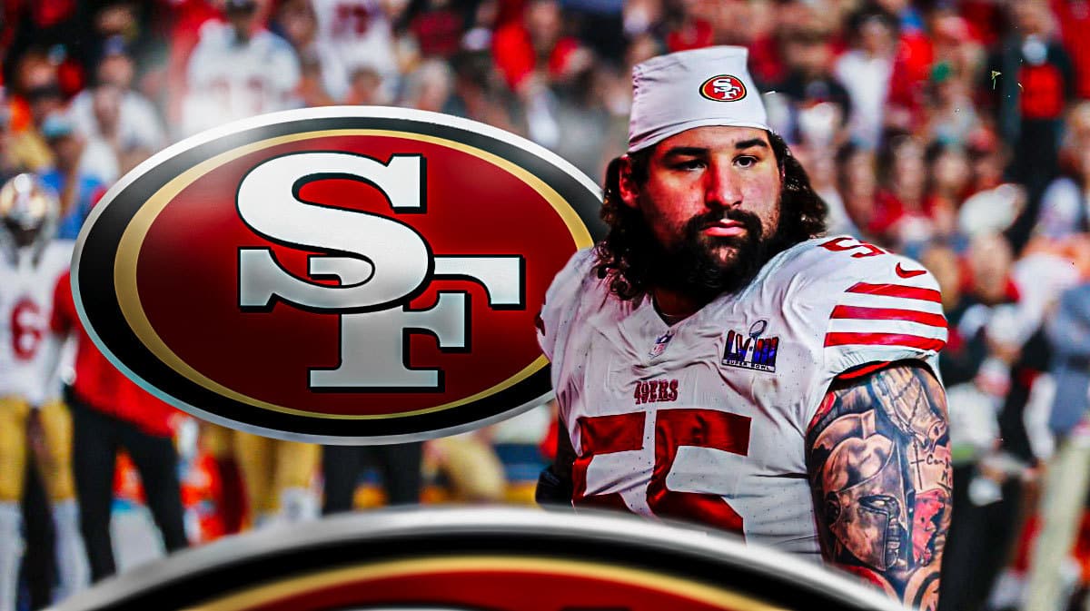 49ers veteran guard Jon Feliciano with Levi's Stadium behind him