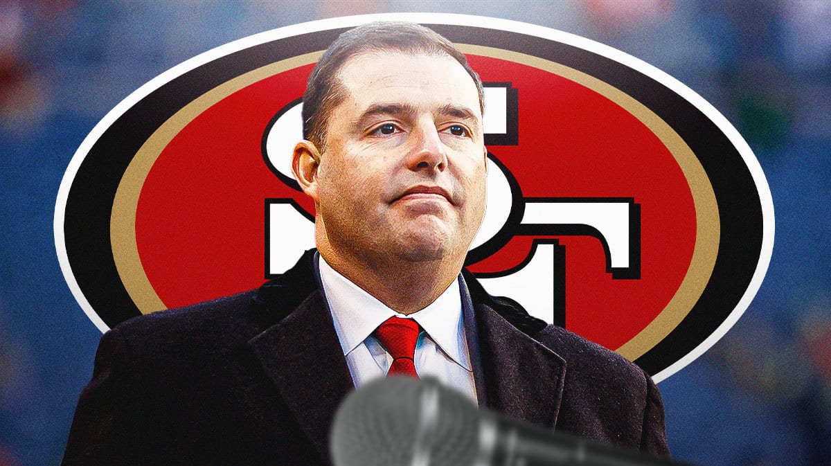 49ers' Jed York stands on front of NFC, Super Bowl crowd, Brock Purdy, Christian McCaffrey stand of out frame