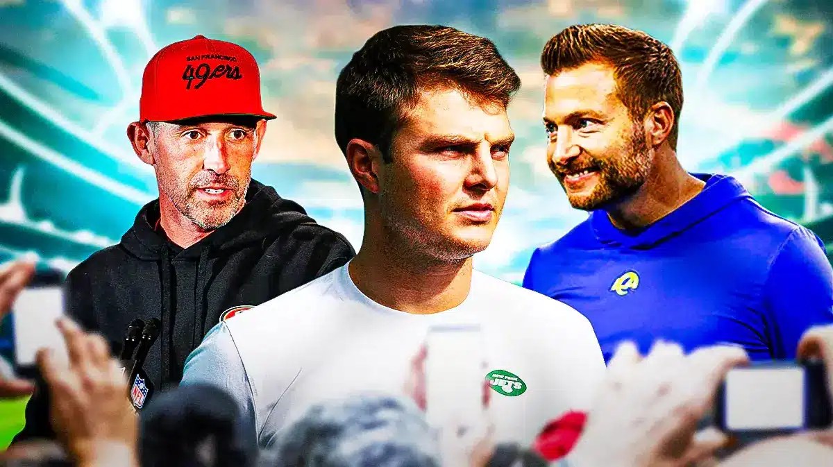49ers coach Kyle Shanahan and Rams coach Sean McVay with Jets quarterback Zach Wilson