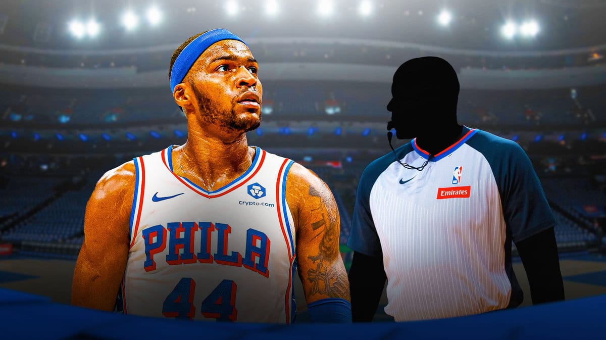 Paul Reed in Philadelphia 76ers jersey, referee, official, referees, officials