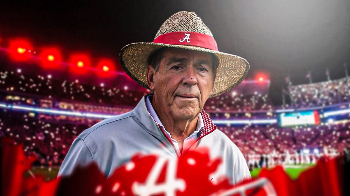 Alabama football, Nick Saban, Nick Saban Alabama, Nick Saban NIL, NIL, Nick Saban with Alabama football stadium in the background