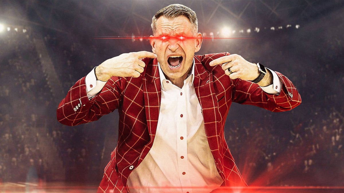 Nate Oats (Alabama basketball head coach) with woke eyes