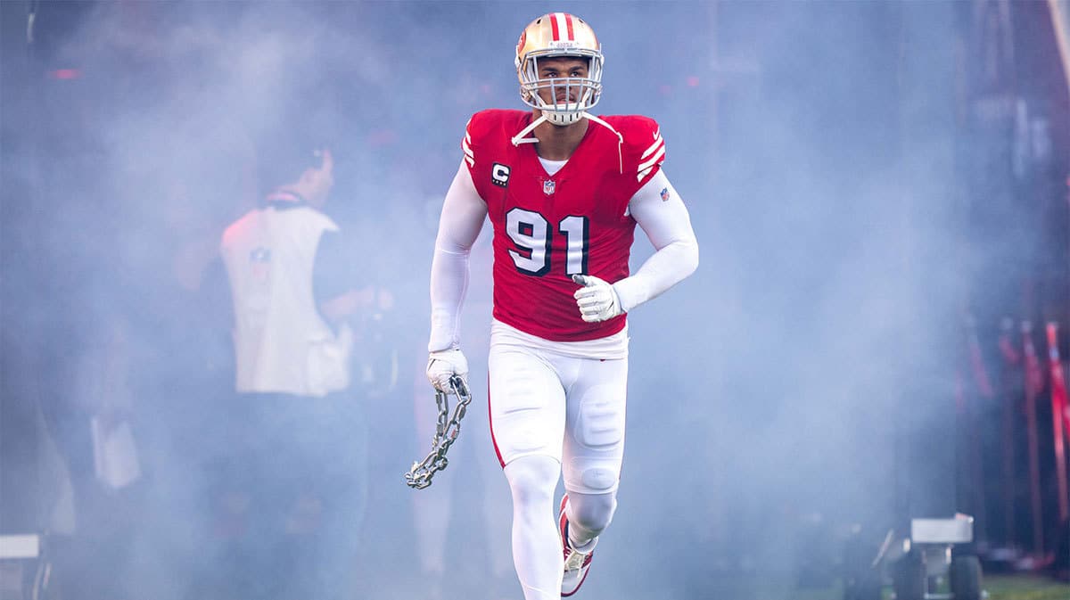 San Francisco 49ers defensive end Arik Armstead (91) before the game against the New York Giants at Levi's Stadium.