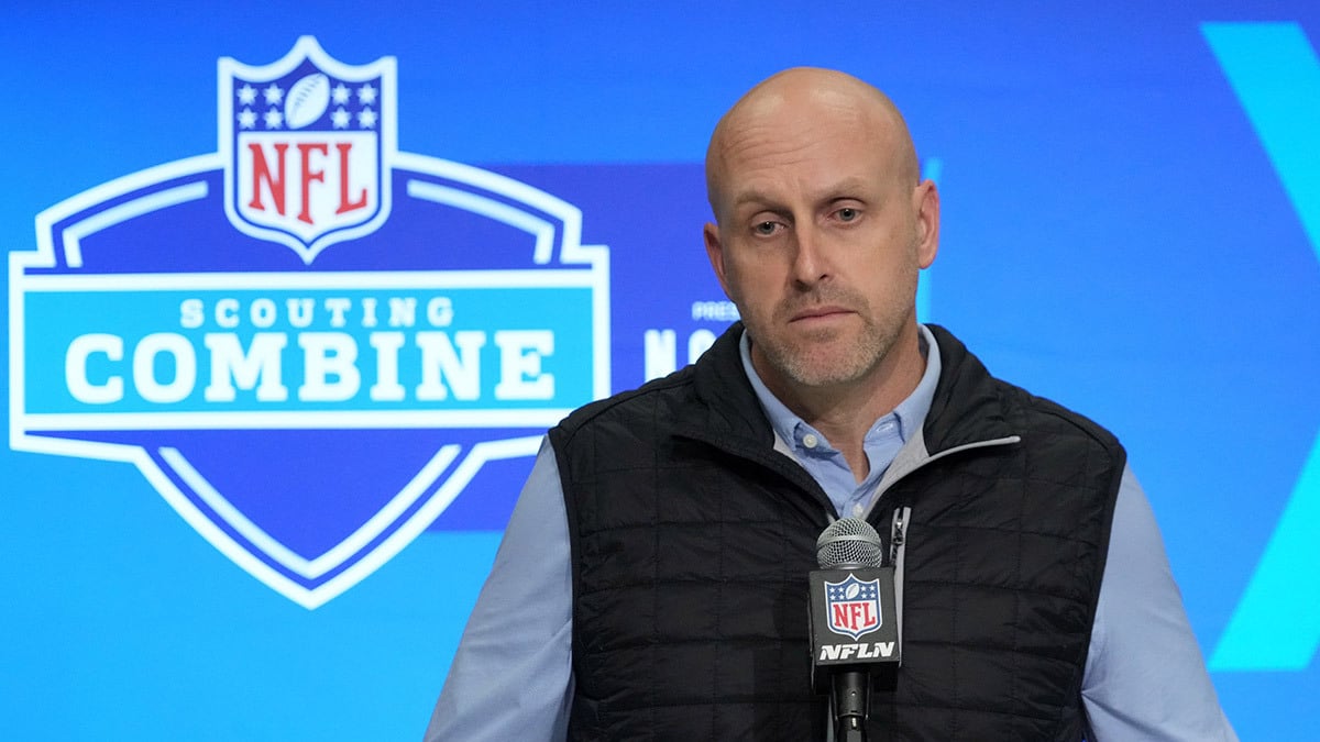 Arizona Cardinals general manager Monti Ossenfort speaks during a press conference during the NFL Scouting Combine at Indiana Convention Center. 