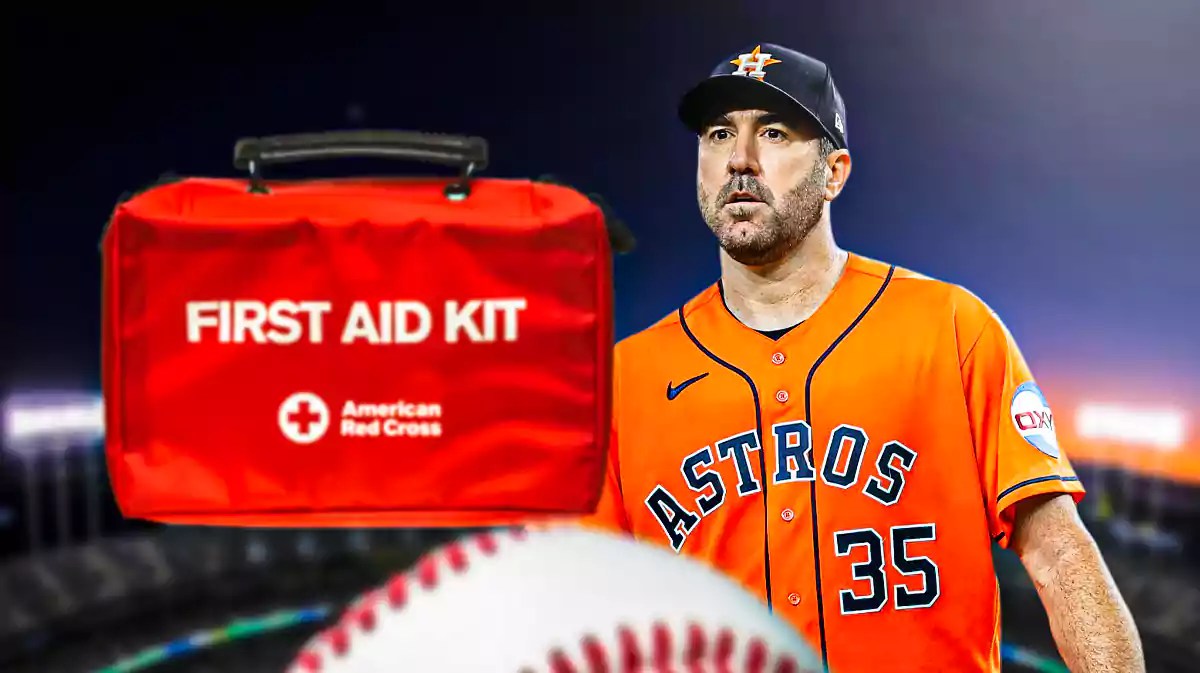 Houston Astros pitcher Justin Verlander, with a first aid kit.