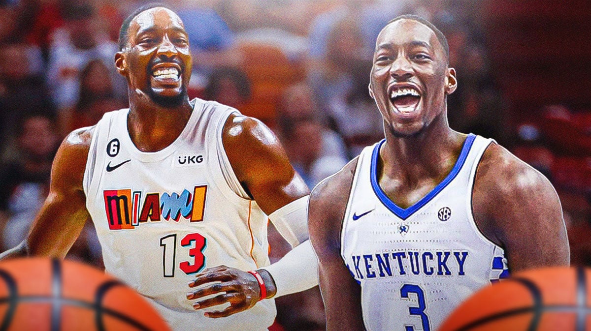 Bam Adebayo playing for the University of Kentucky and the Miami Heat.