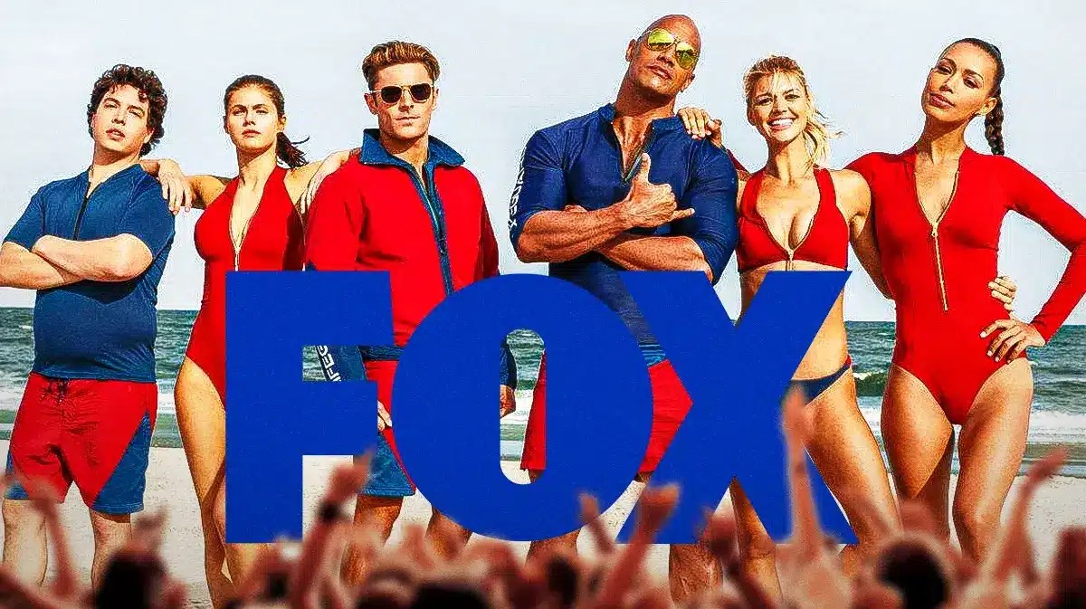 Baywatch scene and Fox logo.
