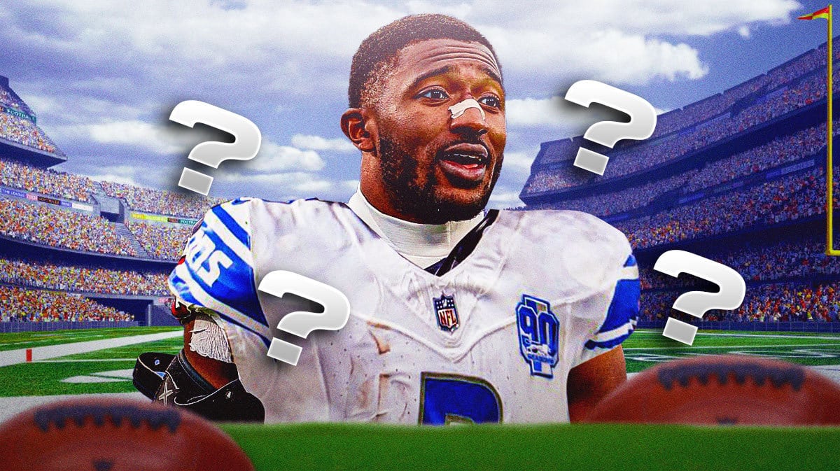 Jonathan Greenard in a Lions uniform with question marks everywhere.