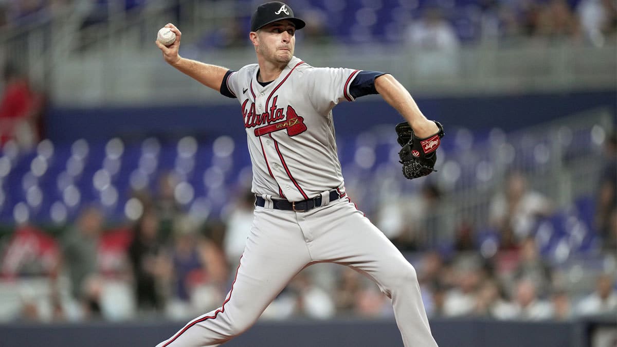 Atlanta Braves starting pitcher Jake Odorizzi (12) delivers in the first inning against the Miami Marlins at loanDepot Park.