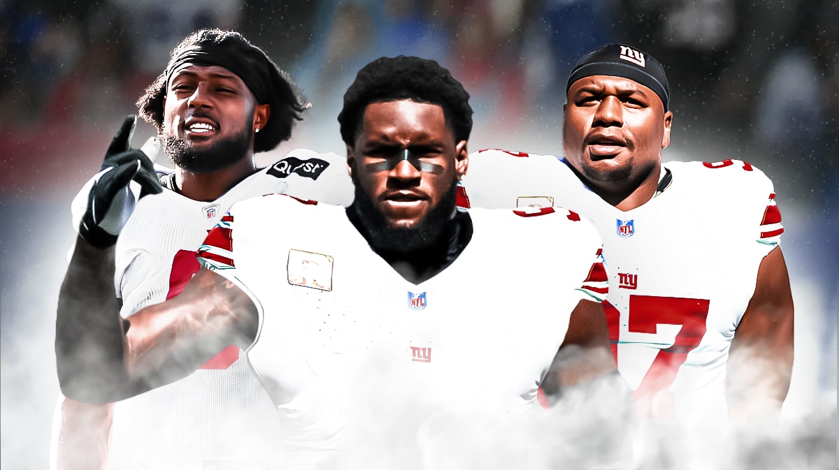 Giants' Brian Burns, Dexter Lawrence, and Kayvon Thibodeaux