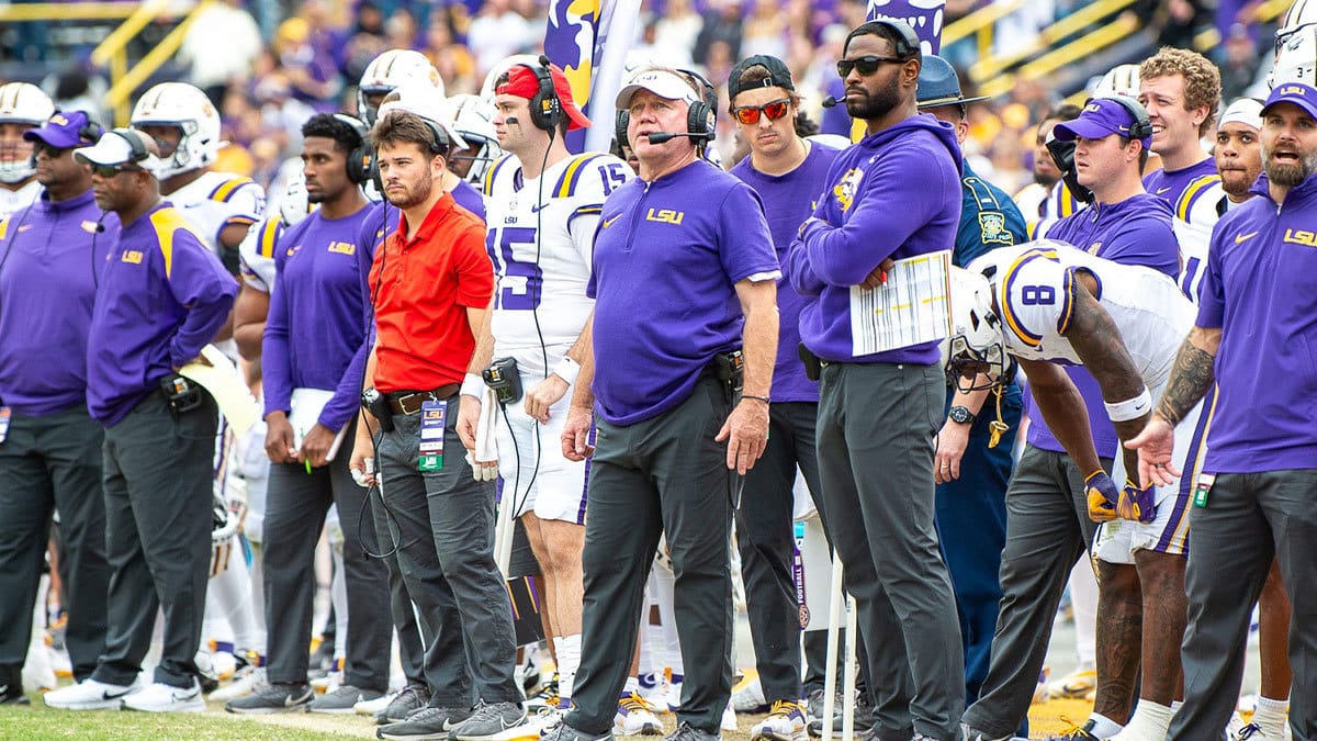 Tigers Head Coach Brian Kelly as the LSU Tigers take on Texas A&M in Tiger Stadium in Baton Rouge, Louisiana