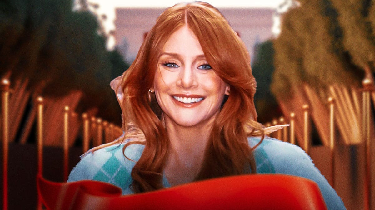 Bryce Dallas Howard surrounded by piles of cash.