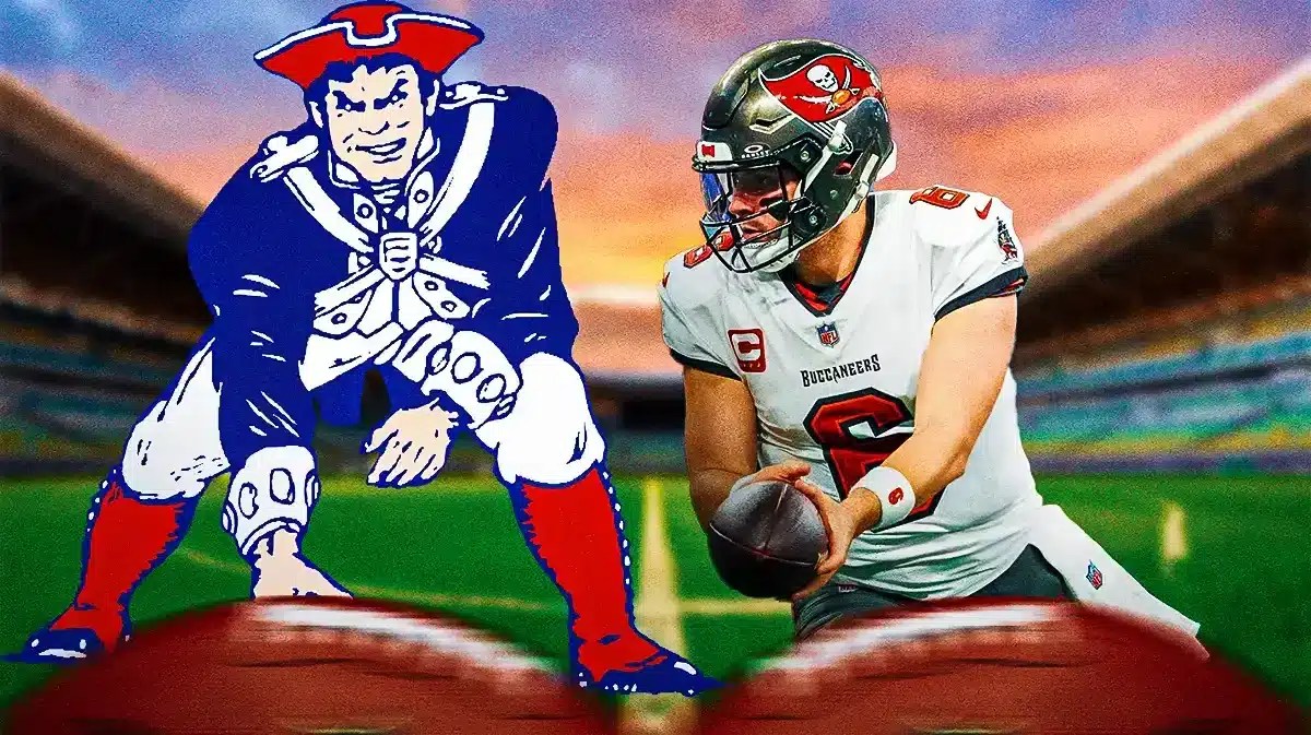 Tampa Bay Buccaneers QB Baker Mayfield and Pat Patriot