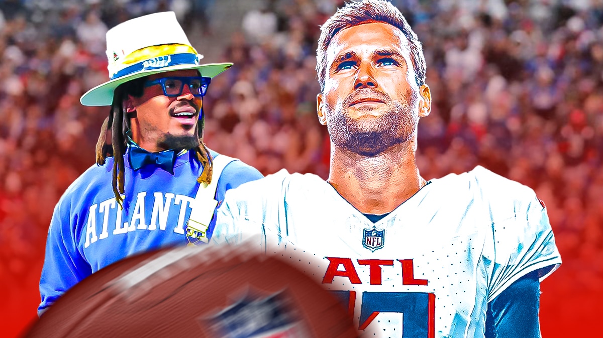 Cam Newton looking at Falcons new QB Kirk Cousins
