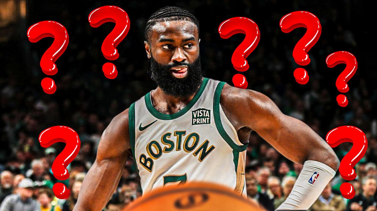 Celtics' Jaylen Brown looking serious with question marks all over him