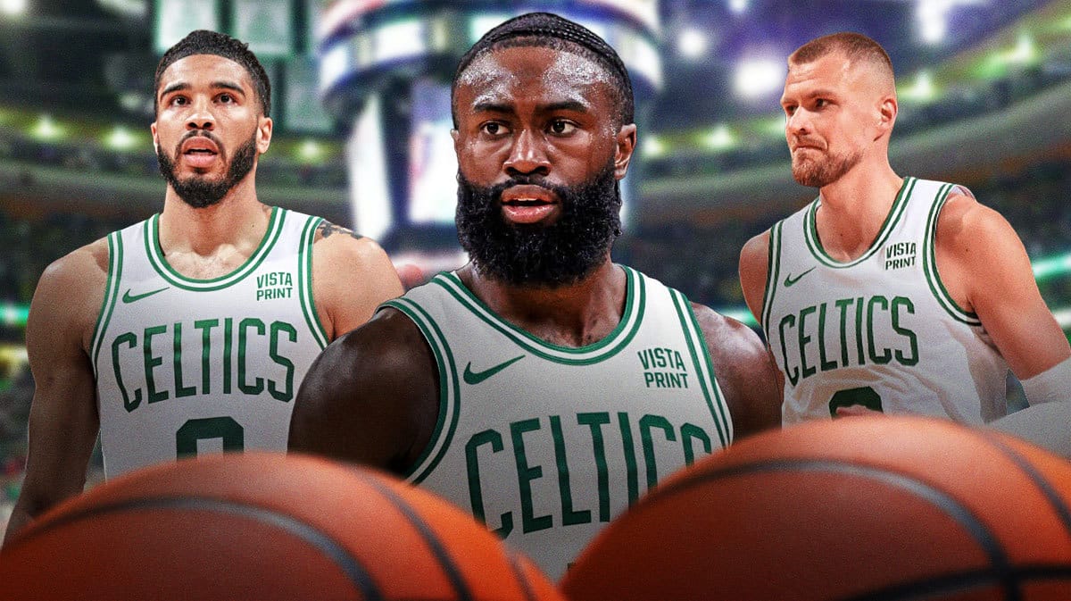 Celtics' Jaylen Brown, Jayson Tatum, Kristaps Porzingis all looking serious