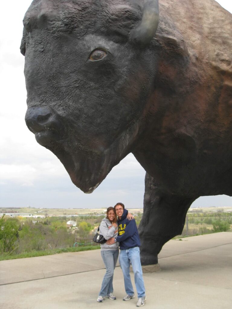 My wife and I at the World's Largest Buffalo statue in Jamestown, North Dakota