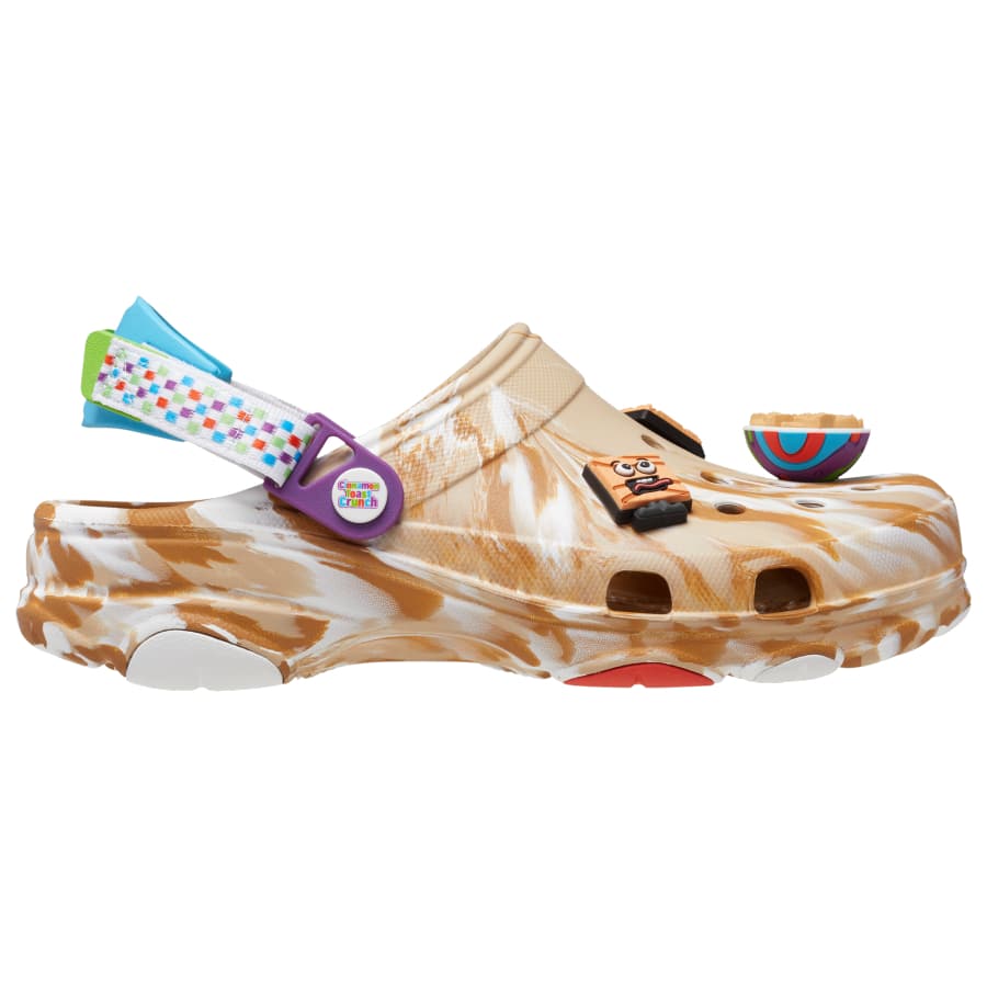 Crocs Cinnamon Toast Crunch All-Terrain Clogs - Brown/White colorway on a white background.