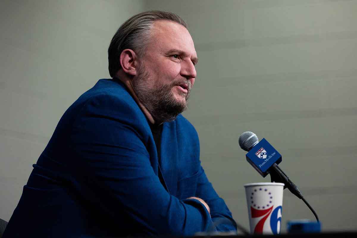 Philadelphia 76ers resident of Basketball Operations Daryl Morey speaks with the media before a game against the Detroit Pistons at Wells Fargo Center. 