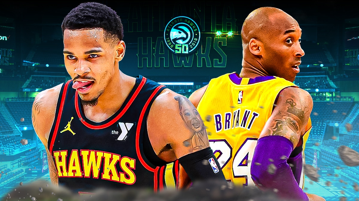 Hawks' Dejounte Murray, Lakers legend Kobe Bryant, State Farm Arena in back