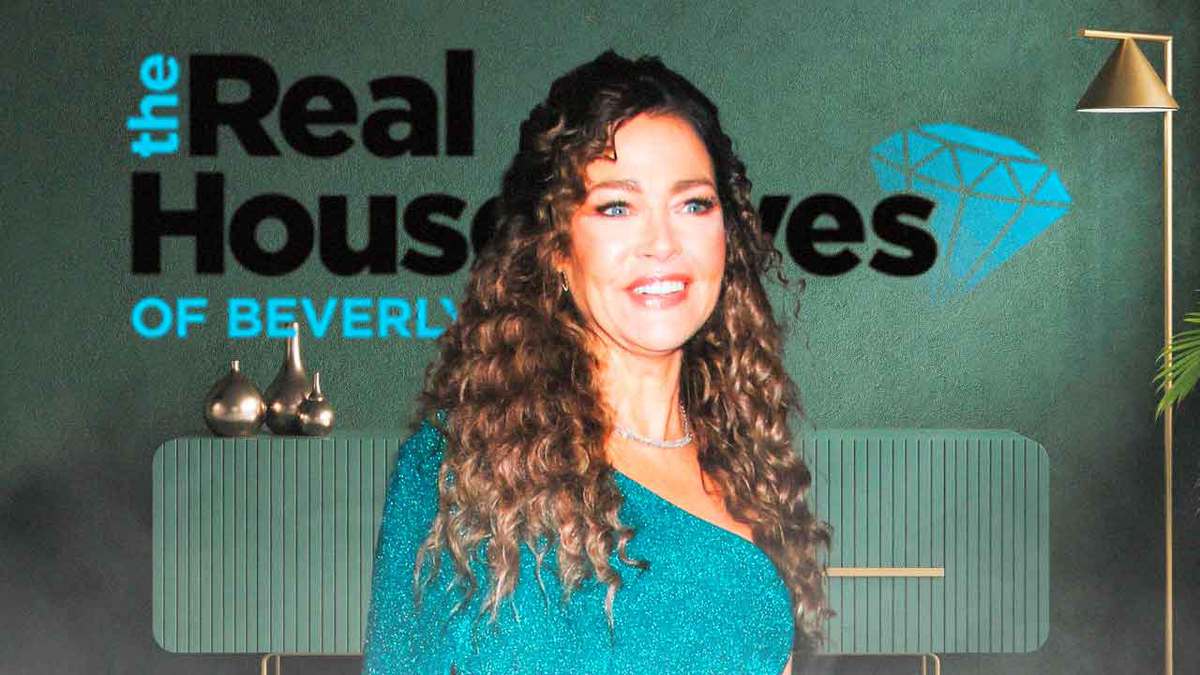 Denise Richards with RHOBH logo