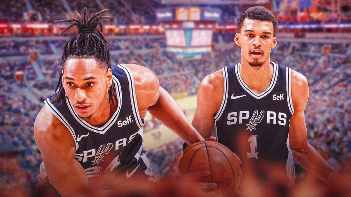 Photo: Devin Vassell, Victor Wembanyama in action in Spurs jerseys