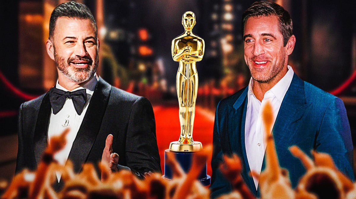 Jimmy Kimmel, Aaron Rodgers and an Oscars statue